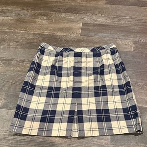 Women’s Brooks Brothers Wool A-Line Inverted Pleat Skirt Beige & Navy